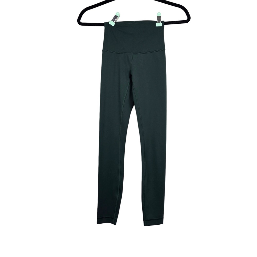 Lululemon Womens Dark Forest Green Wunder Train High Rise Tight Leggings Size 0